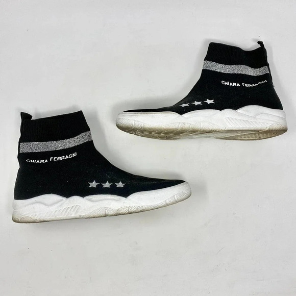 Chiara Ferragni‎ Black Logo Fabric Sock Sneakers - Picture 9 of 11